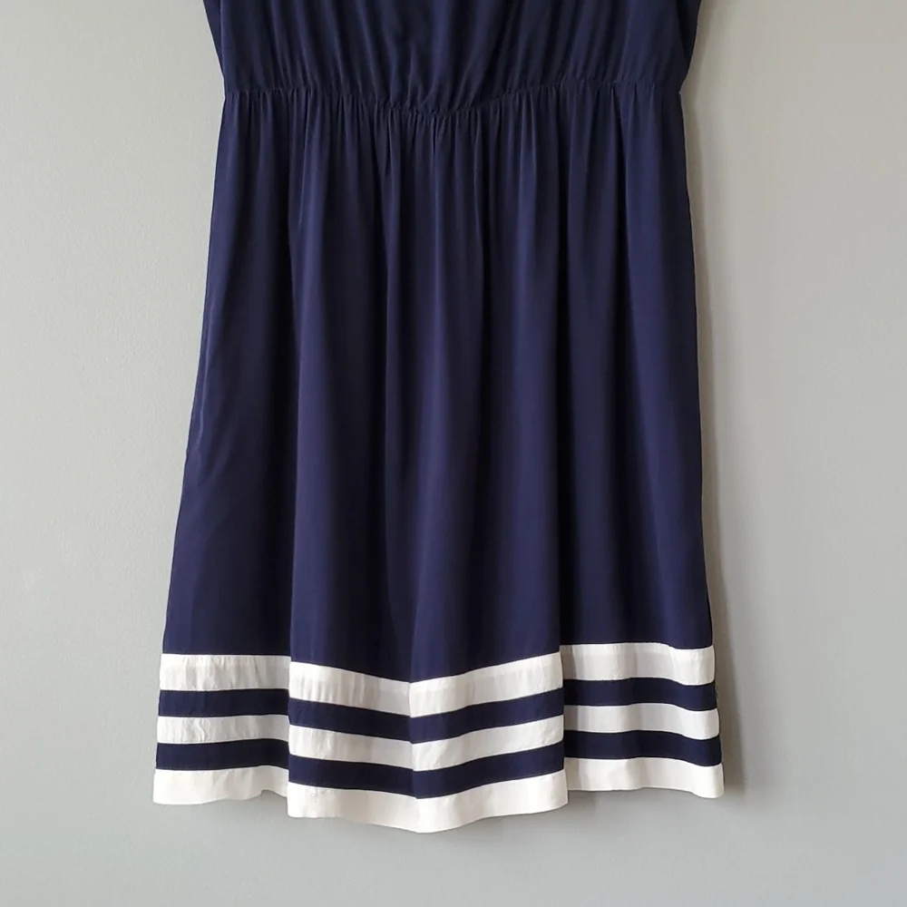 41 Hawthorn Blue White Striped Scoop Neck Sleeveless Mini Dress Large - Picture 3 of 8